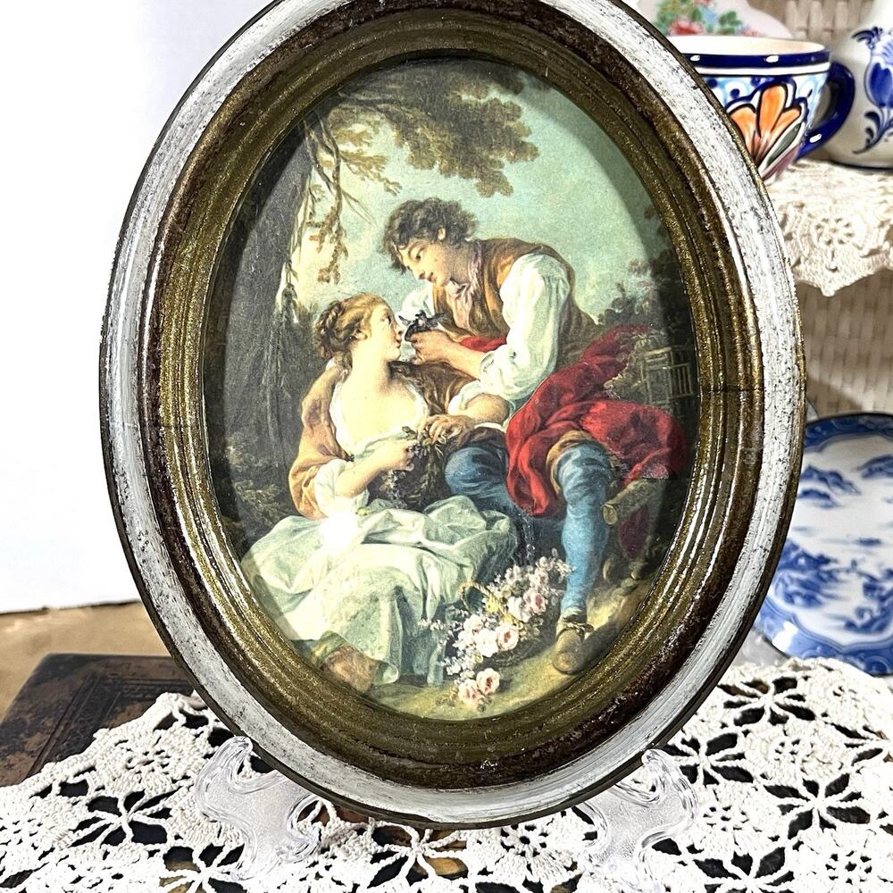 Vintage Made In Italy OFM Romantic Couple Wall Plaque French Country Cottagecore